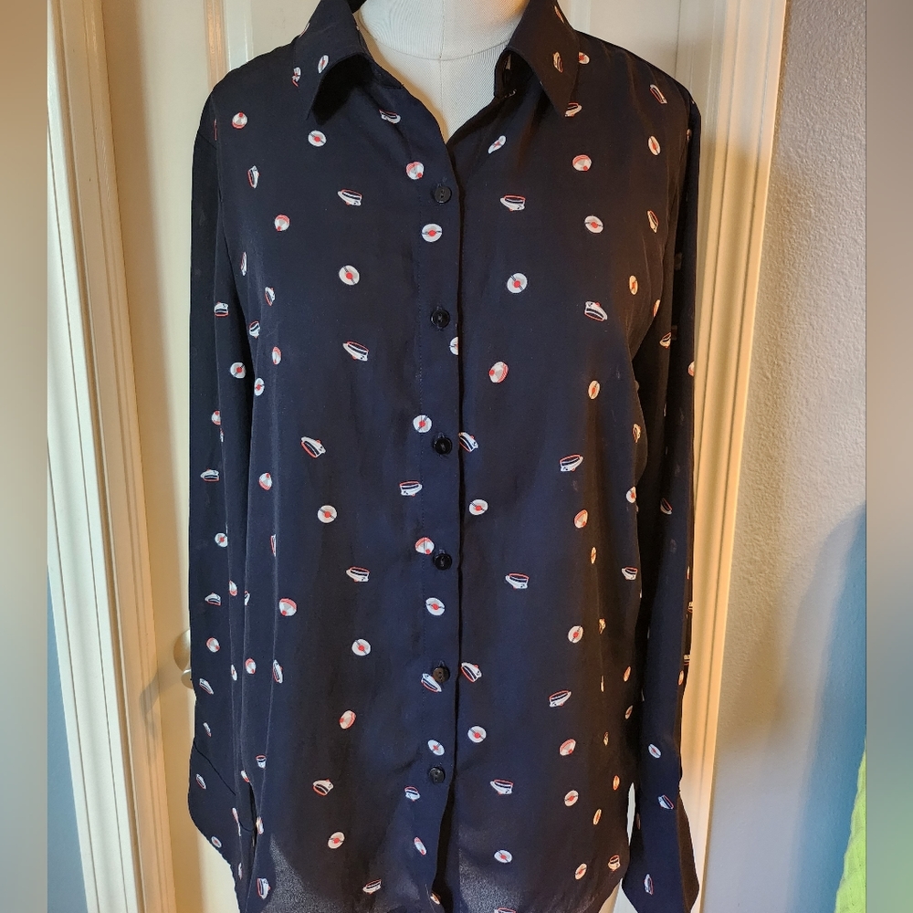 Forever 21 Sailor Button Down Blouse size M
